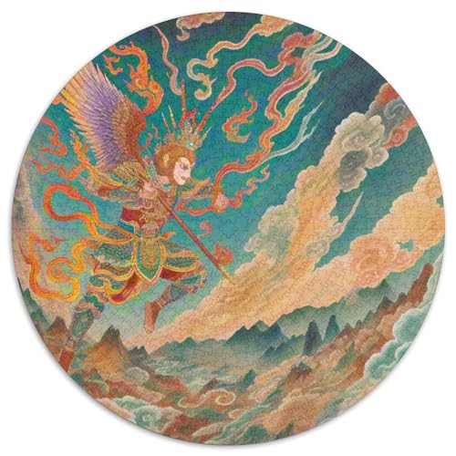 Sun Wukong 1000 Stück Puzzle Stressabbau-Spielzeug Für Erwachsene Kinder Mythologie Rundes Puzzle Spiele Wand Dekoration Geschenk (67.5x67.5cm)​ von XDDBYUIZP