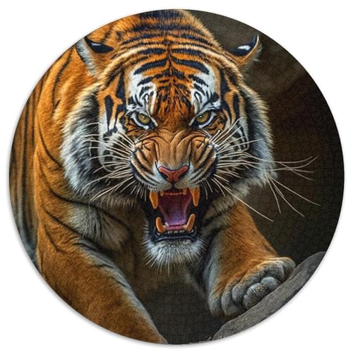 Tiger 1000 PCS Puzzles Stressabbau Spielzeug Für Familienpuzzle Tier Runden Puzzle Puzzle-Spiele Wand Dekoration Geschenk 1000pcs (67.5x67.5cm) von XDDBYUIZP