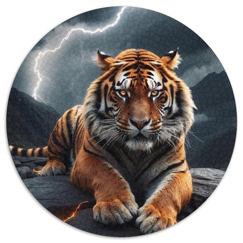 Tiger 1000 Stück Puzzle Stressabbau-Spielzeug Für Erwachsene Kinder Tier Runden Puzzle Puzzle-Spiele Wand Dekoration Geschenk 1000pcs (67.5x67.5cm) von XDDBYUIZP