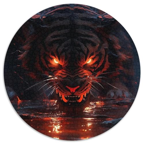 Tiger 1000 Stück Puzzle VerringerterDruck Tier Rund Puzzle Puzzle-Spiele Wand Dekoration Geschenk 1000pcs (67.5x67.5cm) von XDDBYUIZP