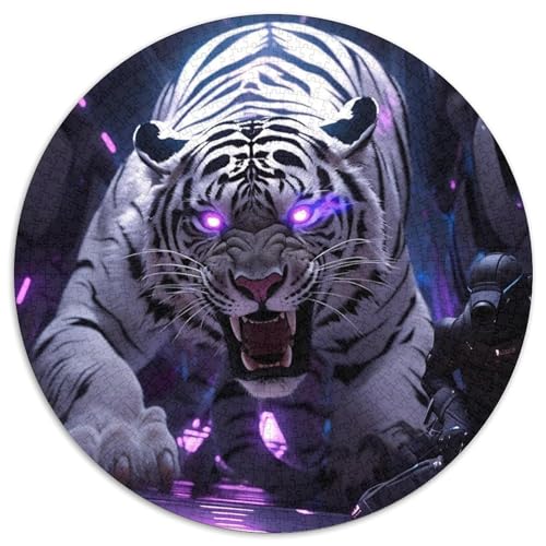 Tiger 1000 Stück Puzzles Stressabbau-Spielzeug Für Erwachsene Kinder Tier Circular Puzzle Puzzle-Spiele Wand Dekoration Geschenk 1000pcs (67.5x67.5cm) von XDDBYUIZP