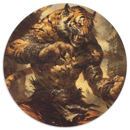 Tiger 1000 Stück Puzzles Stressabbau-Spielzeug Für Erwachsene Kinder Tier Rund Puzzle Puzzle-Spiele Wand Dekoration Geschenk 1000pcs (67.5x67.5cm) von XDDBYUIZP