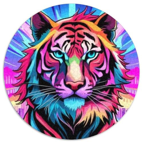 Tiger 1000 Stück Puzzles VerringerterDruck Tier Circular Puzzle-Spiele Wand DekoRatteteion Geschenk (67.5x67.5cm)​ von XDDBYUIZP
