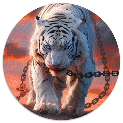 Tiger 1000 Stück Puzzles VerringerterDruck Tier Rund Puzzle Puzzle-Spiele Wand Dekoration Geschenk 1000pcs (67.5x67.5cm) von XDDBYUIZP