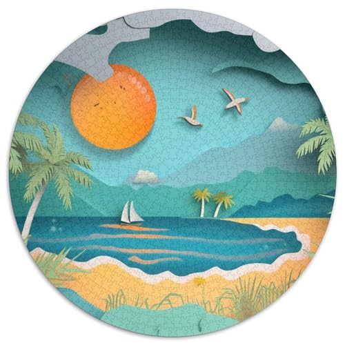 Tropisches Paradies 1000 Stück Puzzles VerringerterDruck Rundes Puzzle Puzzle-Spiele Wand Dekoration Geschenk (67.5x67.5cm) von XDDBYUIZP