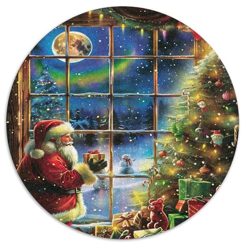 Weihnachtsmann 1000 Stück Puzzle Stressabbau Spielzeug Für Familienpuzzle Circular Puzzle Puzzle-Spiele Wand Dekoration Geschenk (67.5x67.5cm) von XDDBYUIZP