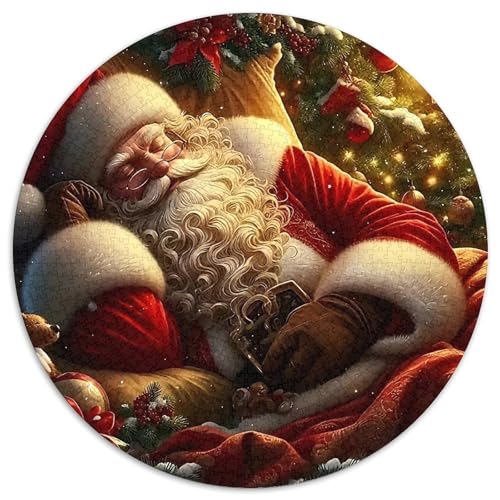 Weihnachtsmann 1000 Stück Puzzles Circular Puzzle Puzzle-Spiele Wand Dekoration Geschenk (67.5x67.5cm) von XDDBYUIZP