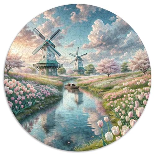 Windmühle 1000 PCS Puzzle Stressabbau-Spielzeug Für Erwachsene Kinder schön Rund Puzzle-Spiele Wand DekoRatteteion Geschenk (67.5x67.5cm)​ von XDDBYUIZP