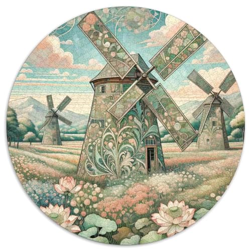 Windmühle 1000 PCS Puzzles Stressabbau-Spielzeug Für Erwachsene Kinder schön Rundes Puzzle-Spiele Wand DekoRatteteion Geschenk (67.5x67.5cm)​ von XDDBYUIZP