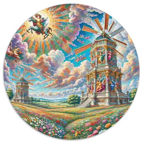 Windmühle 1000 PCS Puzzles Stressabbau Spielzeug Für Familienpuzzle schön Circular Puzzle-Spiele Wand DekoRatteteion Geschenk (67.5x67.5cm)​ von XDDBYUIZP