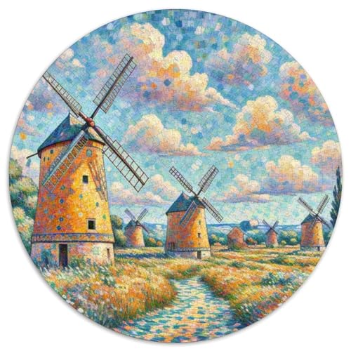 Windmühle 1000 PCS Puzzles Stressabbau Spielzeug Für Familienpuzzle schön Circular Puzzle-Spiele Wand DekoRatteteion Geschenk (67.5x67.5cm)​ von XDDBYUIZP