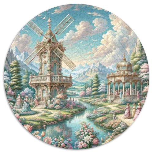 Windmühle 1000 PCS Puzzles Stressabbau Spielzeug Für Familienpuzzle schön Rund Puzzle-Spiele Wand DekoRatteteion Geschenk (67.5x67.5cm)​ von XDDBYUIZP