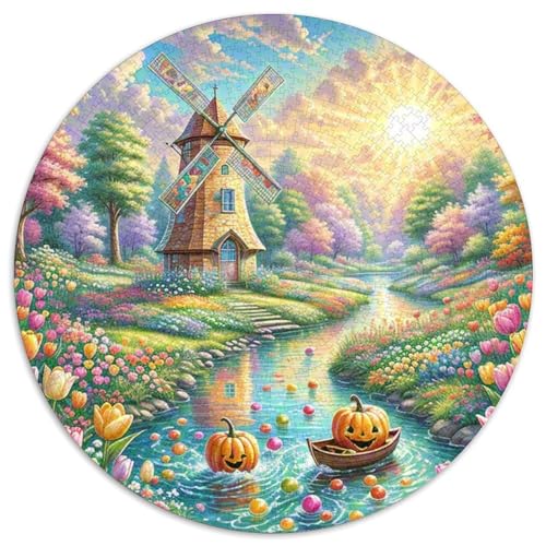 Windmühle 1000 PCS Puzzles Stressabbau Spielzeug Für Familienpuzzle schön Rund Puzzle-Spiele Wand DekoRatteteion Geschenk (67.5x67.5cm)​ von XDDBYUIZP