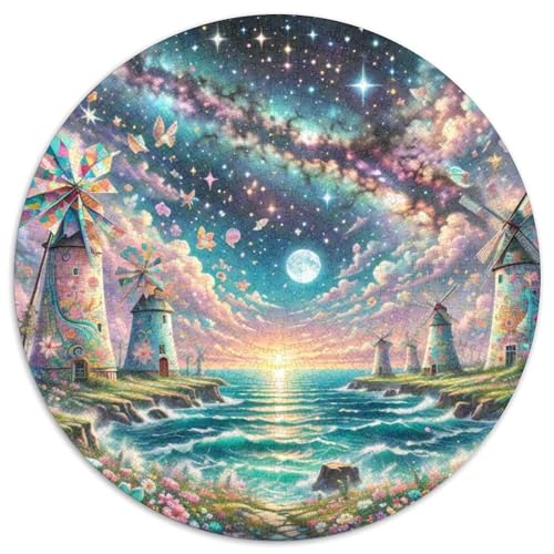 Windmühle 1000 PCS Puzzles Stressabbau Spielzeug Für Familienpuzzle schön Runden Puzzle-Spiele Wand DekoRatteteion Geschenk (67.5x67.5cm)​ von XDDBYUIZP