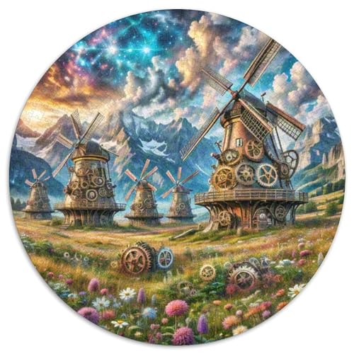 Windmühle 1000 Stück Puzzle Stressabbau-Spielzeug Für Erwachsene Kinder schön Circular Puzzle-Spiele Wand DekoRatteteion Geschenk (67.5x67.5cm)​ von XDDBYUIZP