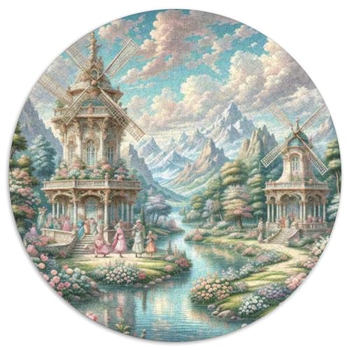 Windmühle 1000 Stück Puzzle Stressabbau-Spielzeug Für Erwachsene Kinder schön Rundes Puzzle-Spiele Wand DekoRatteteion Geschenk (67.5x67.5cm)​ von XDDBYUIZP