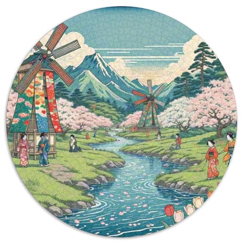 Windmühle 1000 Stück Puzzle Stressabbau Spielzeug Für Familienpuzzle schön Circular Puzzle-Spiele Wand DekoRatteteion Geschenk (67.5x67.5cm)​ von XDDBYUIZP