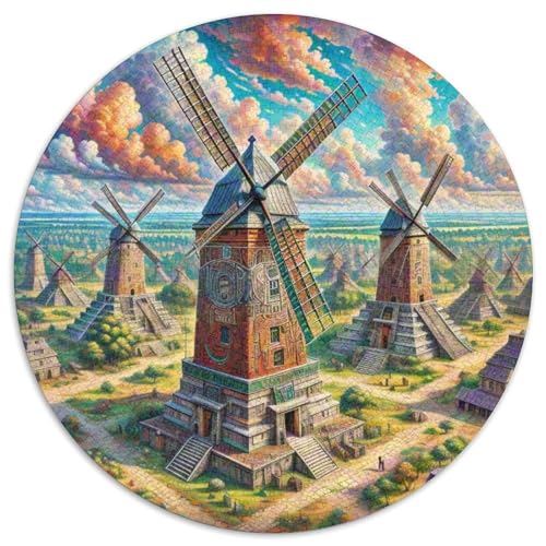 Windmühle 1000 Stück Puzzle Stressabbau Spielzeug Für Familienpuzzle schön Circular Puzzle-Spiele Wand DekoRatteteion Geschenk (67.5x67.5cm)​ von XDDBYUIZP