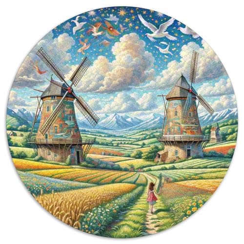 Windmühle 1000 Stück Puzzle Stressabbau Spielzeug Für Familienpuzzle schön Circular Puzzle-Spiele Wand DekoRatteteteion Geschenk (67.5x67.5cm)​ von XDDBYUIZP