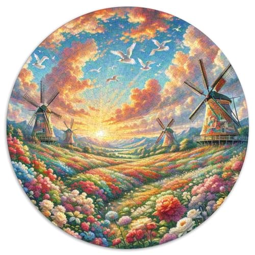 Windmühle 1000 Stück Puzzle Stressabbau Spielzeug Für Familienpuzzle schön Runden Puzzle-Spiele Wand DekoRatteteion Geschenk (67.5x67.5cm)​ von XDDBYUIZP