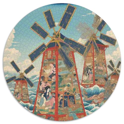 Windmühle 1000 Stück Puzzle Stressabbau Spielzeug Für Familienpuzzle schön Runden Puzzle-Spiele Wand DekoRatteteion Geschenk (67.5x67.5cm)​ von XDDBYUIZP