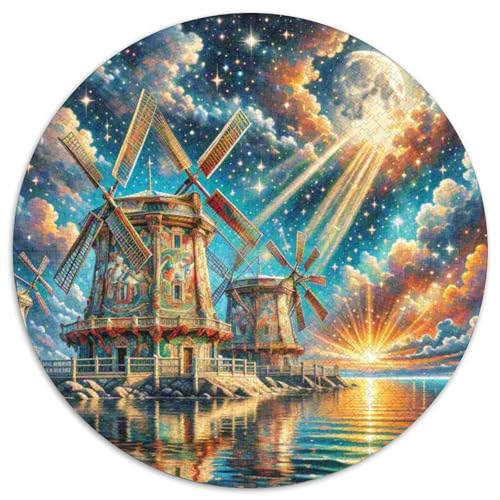 Windmühle 1000 Stück Puzzle Stressabbau Spielzeug Für Familienpuzzle schön Rundes Puzzle-Spiele Wand DekoRatteteion Geschenk (67.5x67.5cm)​ von XDDBYUIZP