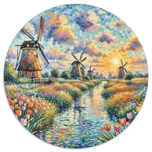 Windmühle 1000 Stück Puzzle Stressabbau Spielzeug Für Familienpuzzle schön Rundes Puzzle-Spiele Wand DekoRatteteion Geschenk (67.5x67.5cm)​ von XDDBYUIZP