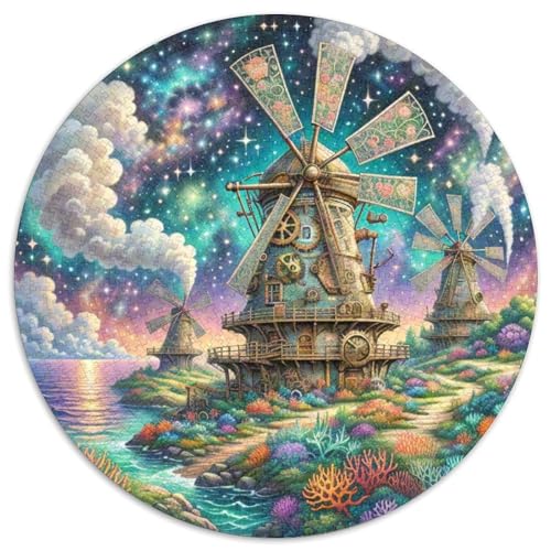 Windmühle 1000 Stück Puzzle VerringerterDruck schön Circular Puzzle-Spiele Wand DekoRatteteion Geschenk (67.5x67.5cm)​ von XDDBYUIZP