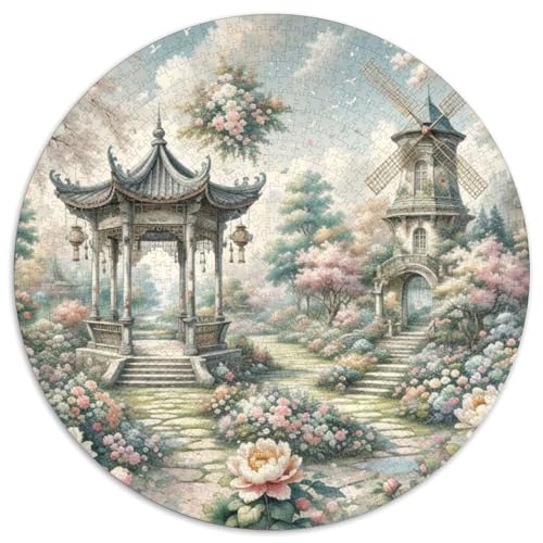 Windmühle 1000 Stück Puzzle VerringerterDruck schön Circular Puzzle-Spiele Wand DekoRatteteion Geschenk (67.5x67.5cm)​ von XDDBYUIZP