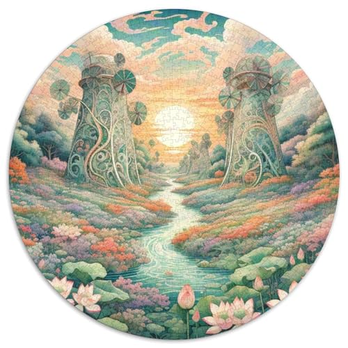 Windmühle 1000 Stück Puzzle VerringerterDruck schön Circular Puzzle-Spiele Wand DekoRatteteion Geschenk (67.5x67.5cm)​ von XDDBYUIZP