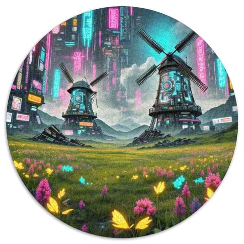 Windmühle 1000 Stück Puzzle VerringerterDruck schön Runden Puzzle-Spiele Wand DekoRatteteion Geschenk (67.5x67.5cm)​ von XDDBYUIZP