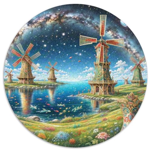 Windmühle 1000 Stück Puzzle VerringerterDruck schön Rundes Puzzle-Spiele Wand DekoRatteteion Geschenk (67.5x67.5cm)​ von XDDBYUIZP