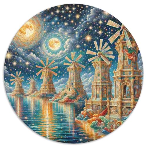 Windmühle 1000 Stück Puzzles Für Erwachsene Und Kinder Jahren schön Runden Puzzle-Spiele Wand DekoRatteteion Geschenk (67.5x67.5cm)​ von XDDBYUIZP