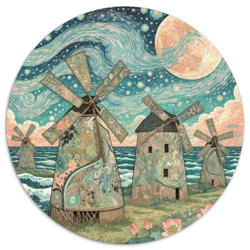 Windmühle 1000 Stück Puzzles Stressabbau Spielzeug Für Familienpuzzle schön Circular Puzzle-Spiele Wand DekoRatteteion Geschenk (67.5x67.5cm)​ von XDDBYUIZP