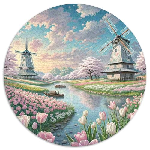 Windmühle 1000 Stück Puzzles Stressabbau Spielzeug Für Familienpuzzle schön Circular Puzzle-Spiele Wand DekoRatteteion Geschenk (67.5x67.5cm)​ von XDDBYUIZP