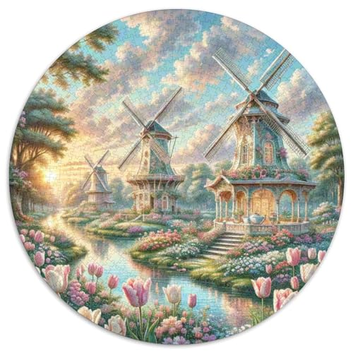 Windmühle 1000 Stück Puzzles Stressabbau Spielzeug Für Familienpuzzle schön Rund Puzzle-Spiele Wand DekoRatteteion Geschenk (67.5x67.5cm)​ von XDDBYUIZP