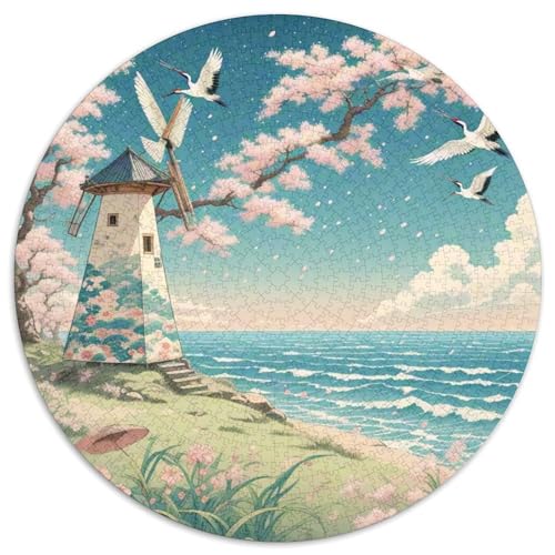 Windmühle 1000 Stück Puzzles Stressabbau Spielzeug Für Familienpuzzle schön Runden Puzzle-Spiele Wand DekoRatteteion Geschenk (67.5x67.5cm)​ von XDDBYUIZP