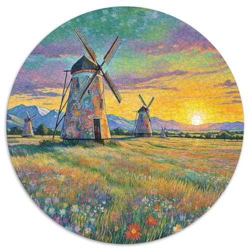 Windmühle 1000 Stück Puzzles Stressabbau Spielzeug Für Familienpuzzle schön Rundes Puzzle-Spiele Wand DekoRatteteion Geschenk (67.5x67.5cm)​ von XDDBYUIZP