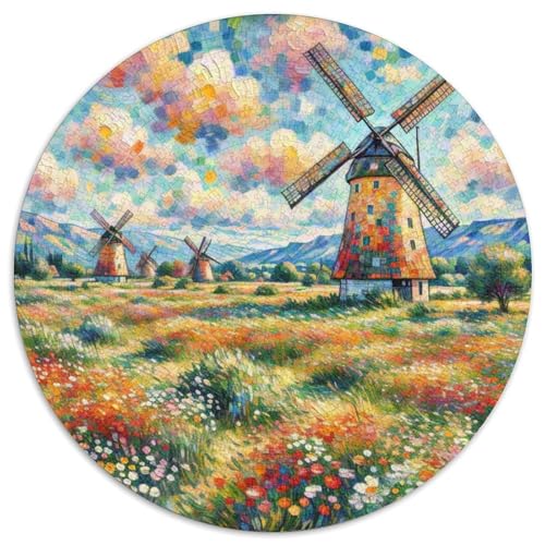 Windmühle 1000 Stück Puzzles VerringerterDruck schön Circular Puzzle-Spiele Wand DekoRatteteion Geschenk (67.5x67.5cm)​ von XDDBYUIZP