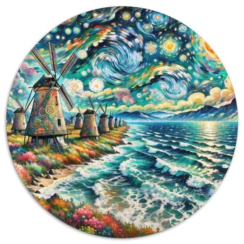 Windmühle 1000 Stück Puzzles VerringerterDruck schön Circular Puzzle-Spiele Wand DekoRatteteion Geschenk (67.5x67.5cm)​ von XDDBYUIZP