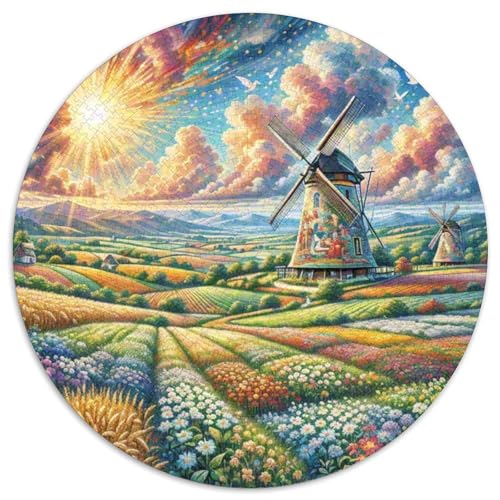 Windmühle 1000 Stück Puzzles VerringerterDruck schön Rundes Puzzle-Spiele Wand DekoRatteteion Geschenk (67.5x67.5cm)​ von XDDBYUIZP