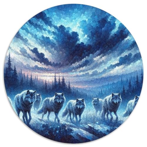 Wölfe 1000 Stück Puzzles VerringerterDruck Circular Puzzles Puzzle-Spiele Wand Dekoration Geschenk (67.5x67.5cm) von XDDBYUIZP