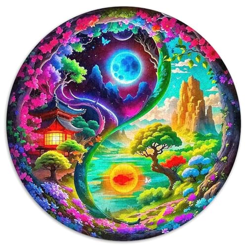 Yin-Yang 1000 PCS Puzzles Stressabbau-Spielzeug Für Erwachsene Kinder Rund Puzzle Puzzle-Spiele Wand Dekoration Geschenk (67.5x67.5cm) von XDDBYUIZP