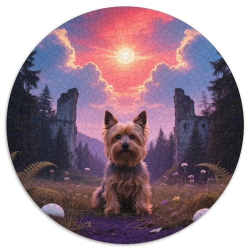 Yorkshire Terrier 1000 Stück Puzzles Stressabbau Spielzeug Für Familienpuzzle Süße Haustiere Rundes Puzzle Puzzle-Spiele Wand Dekoration Geschenk (67.5x67.5cm) von XDDBYUIZP