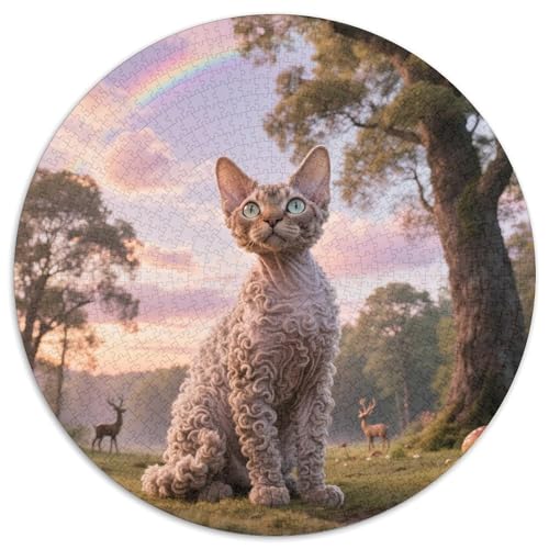 von Devon Rex 1000 PCS Puzzle Stressabbau-Spielzeug Für Erwachsene Kinder Süße Haustiere Rund Puzzle Puzzle-Spiele Wand Dekoration Geschenk (67.5x67.5cm) von XDDBYUIZP