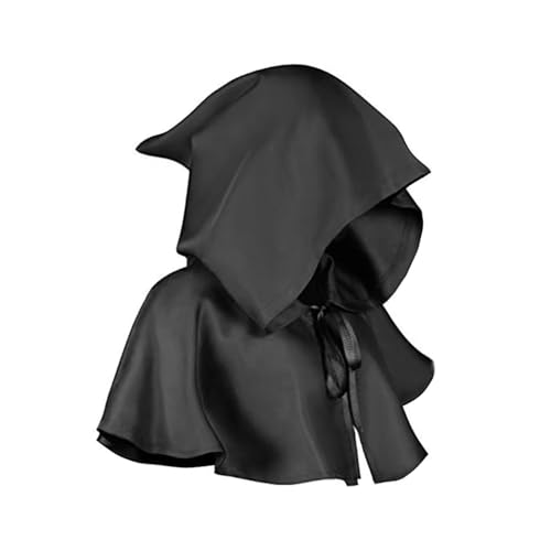 Halloween Kapuze Schwarz Cape, Vintage Mittelalterliche mit Kapuze Mantel, Halloween Karneval Poncho Dress-up Prop für Männer Frauen Kostüm Halloween Kapuze Schwarz Cape, Vintage Mittelalterliche mit Kapuze Mantel, Halloween Karneval Poncho Dress-up Prop für Männer Frauen Kostüm von XDGBGFN