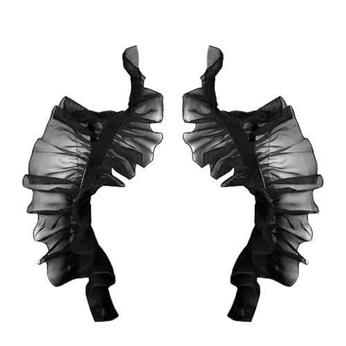 Halloween Mesh Cape Scarf Costume Accessory Halloween Costume Shoulder Wrap with Ruffle Collar for Halloween, Carnival (Schwarz) von XDGBGFN