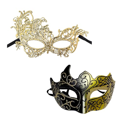 XDGBGFN 2 Stück Maskerade Venezianische Maskerade Damen Herren Maske Schwarz Spitze Maske Elegant Maske für Halloween Karneval Cosplay XDGBGFN 2 Stück Maskerade Venezianische Maskerade Damen Herren Maske Schwarz Spitze Maske Elegant Maske für Halloween Karneval Cosplay von XDGBGFN