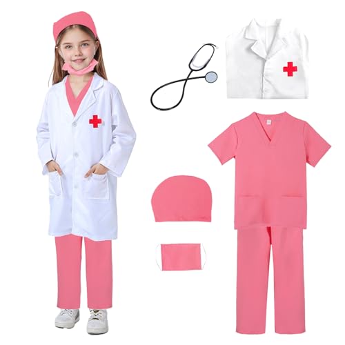 XDGBGFN Krankenschwester Kostüm Kinder Arzt Kostüm Kinder Bequem und Atmungsaktiv ärztin Kostüm Arzt Kostüm für Cosplay Party, Karneval (140CM) von XDGBGFN