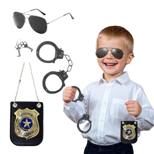 XDGBGFN Polizei Kostüm Zubehör mit Police Badge Handschellen Kinder Sonnenbrillen Polizei Zubehör Polizei Kostüm Accessoires für Karneval, Cosplay Party XDGBGFN Polizei Kostüm Zubehör mit Police Badge Handschellen Kinder Sonnenbrillen Polizei Zubehör Polizei Kostüm Accessoires für Karneval, Cosplay Party von XDGBGFN